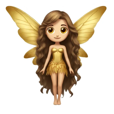 big wings, Beautiful, fairy, gold, brown, long hair sticker