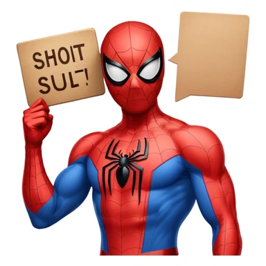 Spider-Man holding a sign that says short sticker