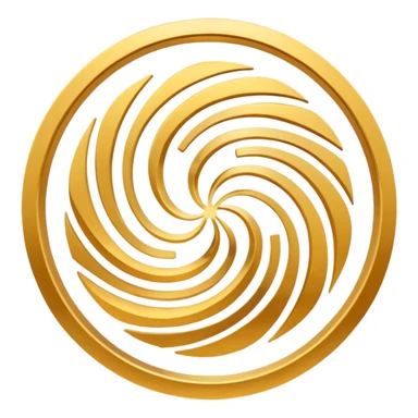 A smooth circular swirl of gold energy lines wrapping around the AYNI Gold logo at the center. Flat vector look, clean edges, and the phrase “AYNI Gold” subtly embedded in the swirl pattern. sticker