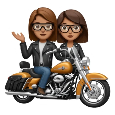 Un couple de biker sur une harley road king noire, l'homme no moustache et une paire de lunettes demetz ros21, la fille a des cheveux plus dans les tons chatain sticker