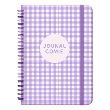 Cute  journal cover, pastel purple gingham pattern
Handwritten feminine typography, soft aesthetic, cozy girl vibe
Clean product mockup, minimal shadows, lifestyle stationery style sticker
