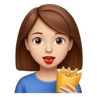 Girl with brown hair eating snacks sticker