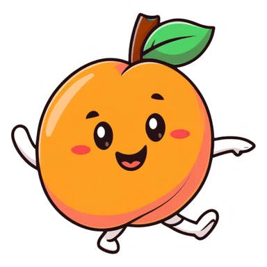 happy peach fruit character dancing sticker
