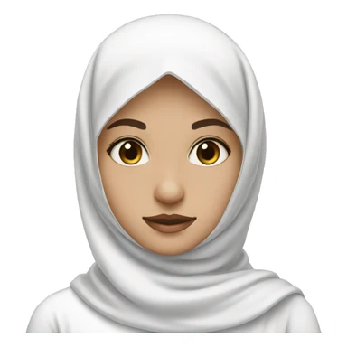 A girl in a white hijab and black eyes sticker