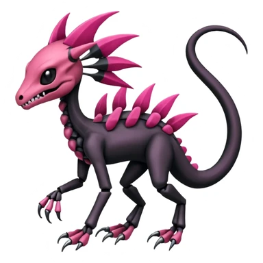 Magenta, black and white skeletal Meloetta-Salandit-Gorebyss-Salazzle-Pokémon-Fakémon-creature-fusion-hybrid sticker