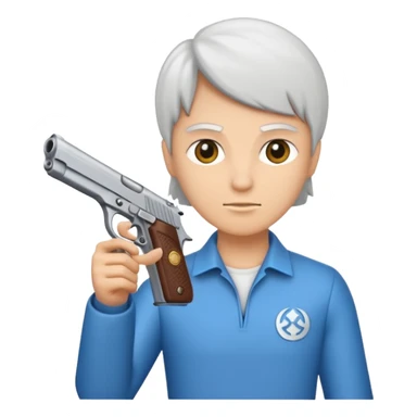 Un persona Blanco una gora de lado y una pistola sticker