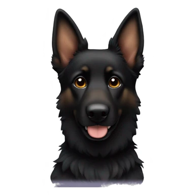 black fluffy german shepherd with a little bit of brown on the cheeks and one ear floppy sticker