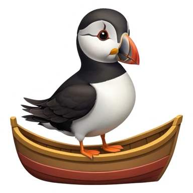 puffin with a waistcoat in a boat sticker