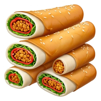 three spring rolls in sauce sticker