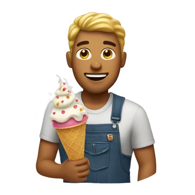 A guy eating ice cream sticker