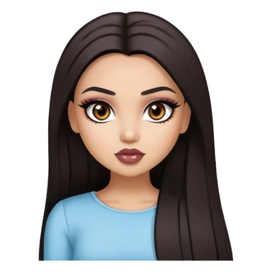 straight dark hair, dark brown eyes, pretty bratz baddie sticker