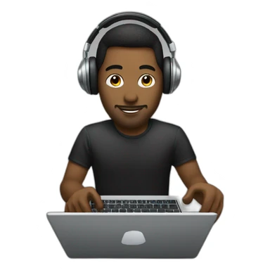 Dj guy before a laptop  sticker