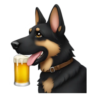 All black German shepherd drinking old style beer sticker
