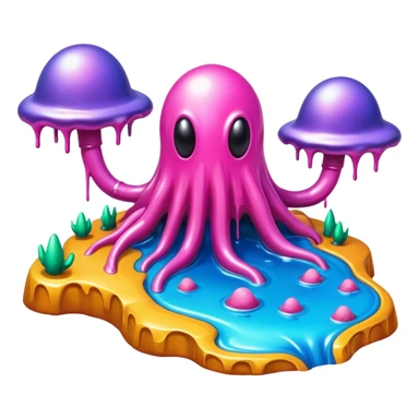 surreal melting SPAM alien landscape sticker