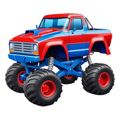 Avenger - Monster Jam (Model Year: 2021) (Iconic colour: Blue and red) - A dynamic monster truck with a split-color scheme: predominantly blue accented by bold red elements. Focus on strong, angular lines and vivid contrasting colors that evoke high energy and a futuristic, rebellious style. sticker