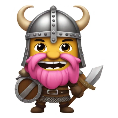funny viking with metal viking helmet, with a pink tutu sticker