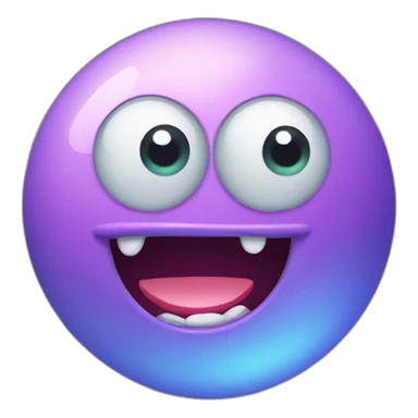 3d sphere with a cartoon Slime skin texture with big kind eyes sticker