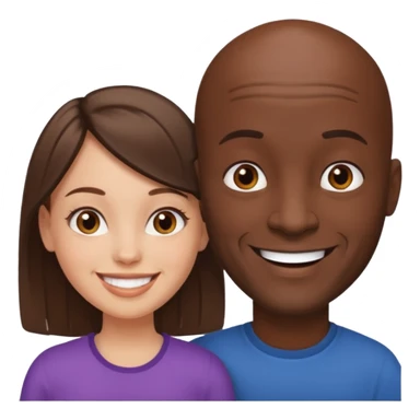 Black bald guy white girl brown hair sticker