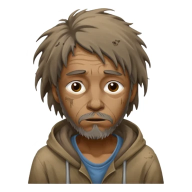 very dirty looking homeless person very very dirty and smelly looking face only, not old with stains everywhere and messy hair sticker