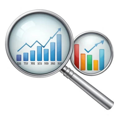 magnifying glass examining price charts and graphs sticker