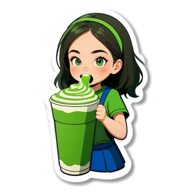 Me drinking a matcha latte sticker