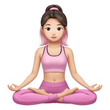 Asian with balayage hair, yoga girl light pink clothes sticker
