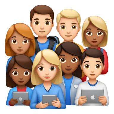 Students studying multimedia communications sticker