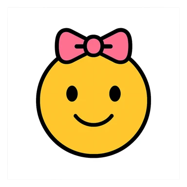 adorable emoji face with a bow sticker