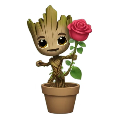 Groot qui tient une rose sticker
