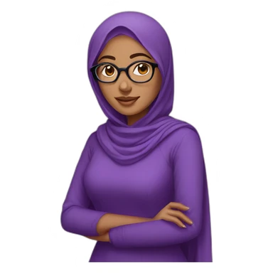 a beautiful south indian girl wearing hijab and purple dress & wearing specs sticker