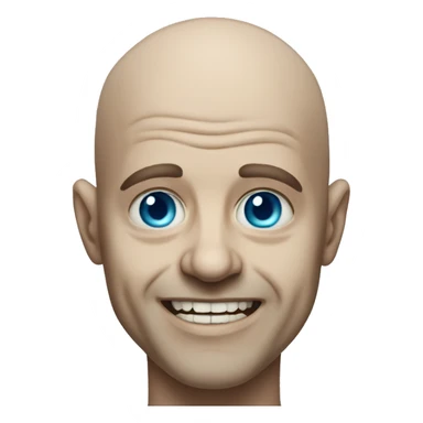 bald grin horror portrait blue eyes  sticker