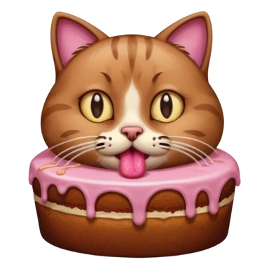 Cat vomiting because of eating cake sticker