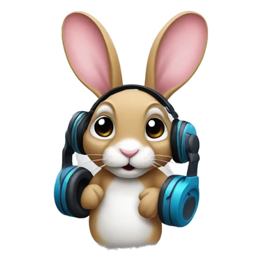rabbit listening music sticker