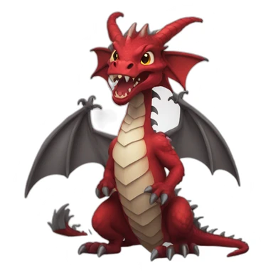 red dragon with grey horns with a raid sign sticker