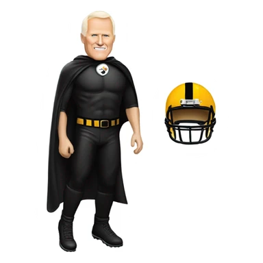 Terry Bradshaw Pittsburgh Steelers player in helmet and uniform with black cape. sticker