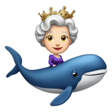 Queen Elizabeth II riding a whale sticker