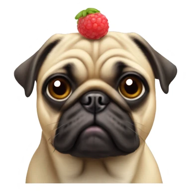 Pug with a stowberry on the head  sticker