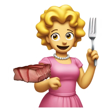 Lisa Simpson wearing a pink dress eating steak  sticker