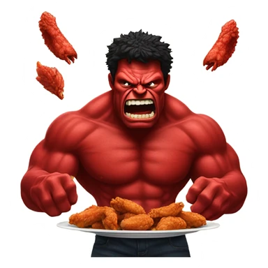 Red hulk eating wings sticker