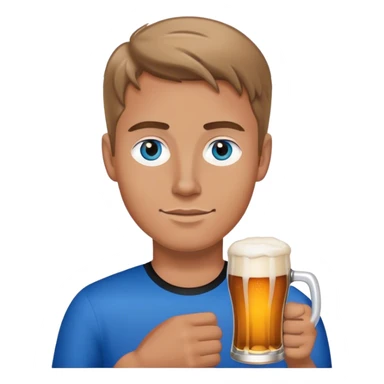 white guy light brown hair blue eyes wearing black holding beer sticker