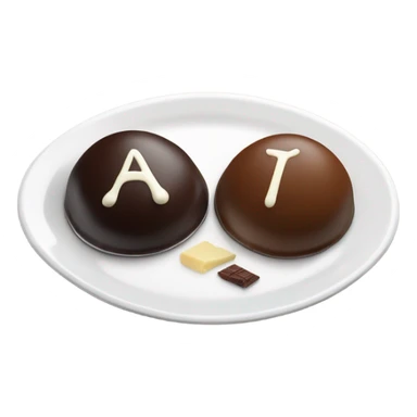 1 Chocolate quenelle and 1 vanilla quenelle on a fine dining glass plate sticker