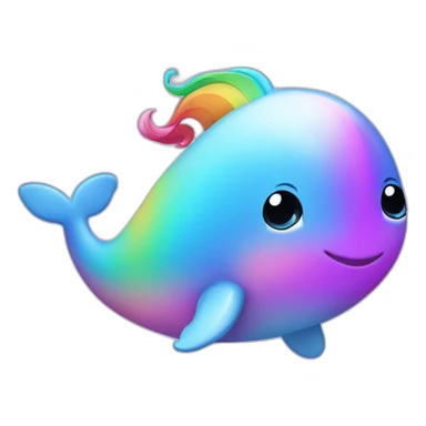 cute rounded rainbow unicorn whale sticker