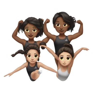3 girls with brown and black hair doing gymnastics  sticker