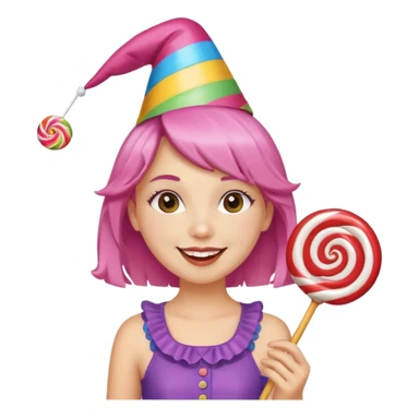 very pretty candy shop girl face with lollipop hair sticker