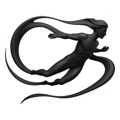 Simple male silhouette formed by subtle flowing energy, minimalist monochrome abstract waves, no facial features sticker