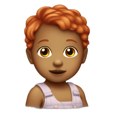 a baby with a red hair sticker