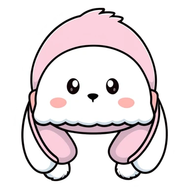 cute fluffy pastel pink winter hat with earflaps, super soft and plush sticker