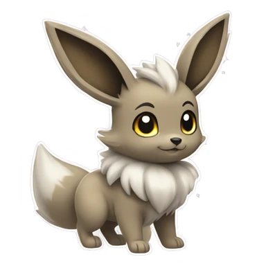 grey eevee pokemon with sparkle sticker