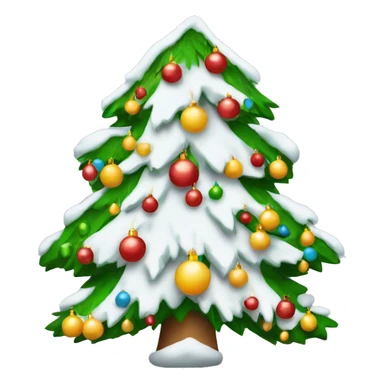 a decorated christmas tree with snow on the branches  sticker