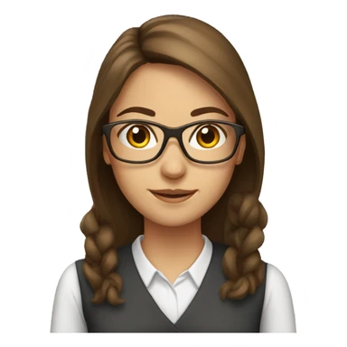 teacher glasses female brown long hair sticker